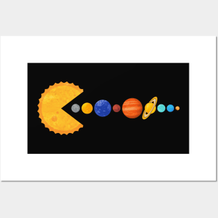 Pacman Eating Planets Posters and Art